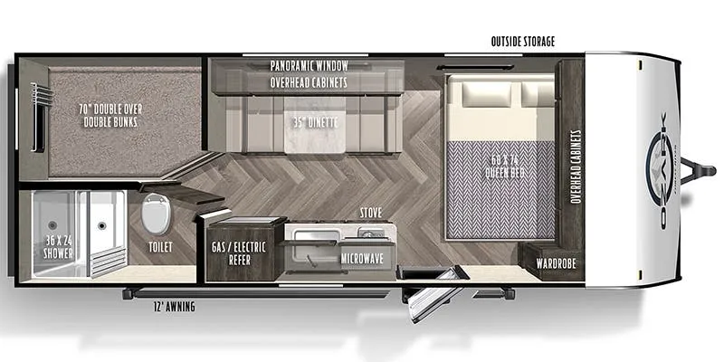 2021 Forest River Ozark 1650BHK floor plan