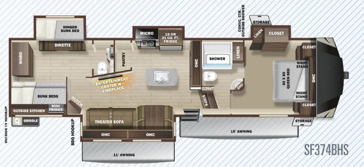 Highland Ridge Silverstar SF374BHS floor plan