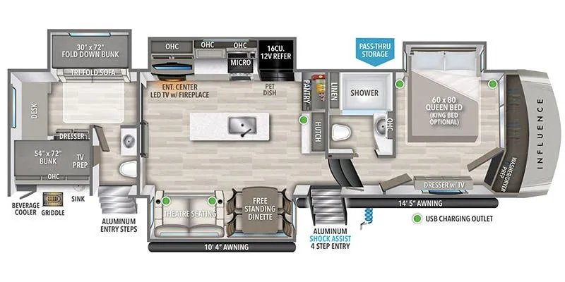 2024 Grand Design Influence 3704BH - Floor plan