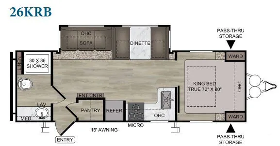 East to West Silver Lake 26KRB floor plan