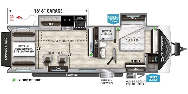 2023 Grand Design Momentum G-Class 28G floor plan