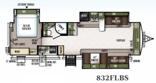Forest River Flagstaff Classic Super Lite 832FLBS floor plan