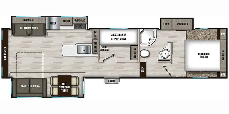 Shasta Phoenix X-lite 30BH floor plan