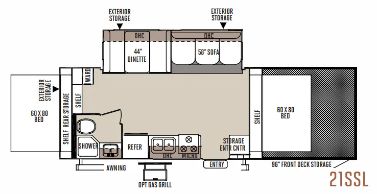 2015 Forest River Rockwood Roo 21SSL — Floor plan