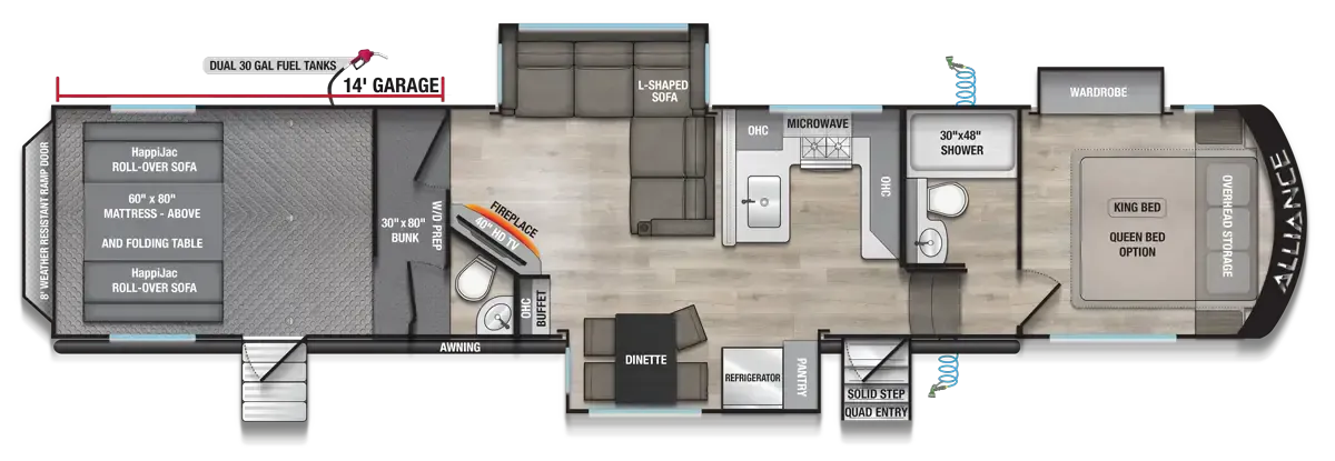 Alliance RV Valor All-Access 40A10 floor plan