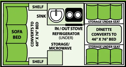 Aliner Classic Sofa Bed floor plan