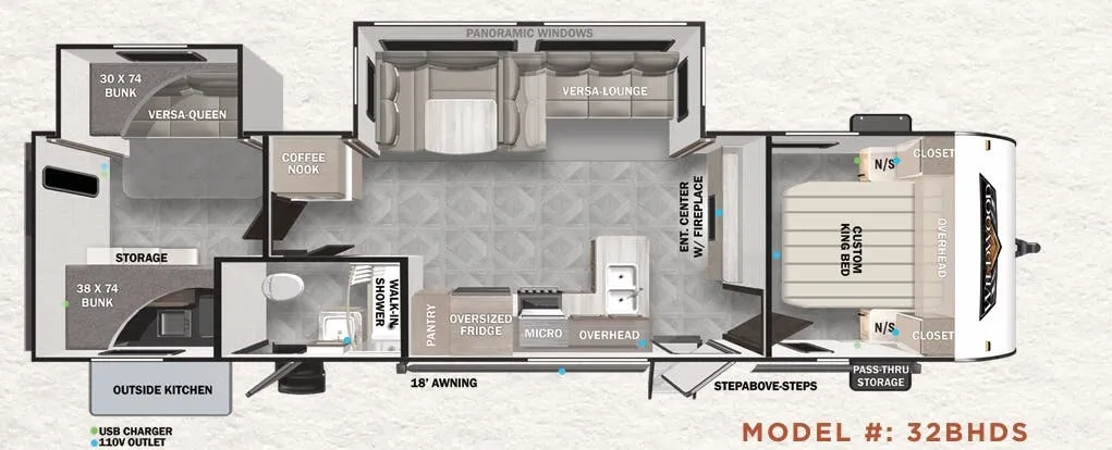 Forest River Wildwood 32BHDS floor plan