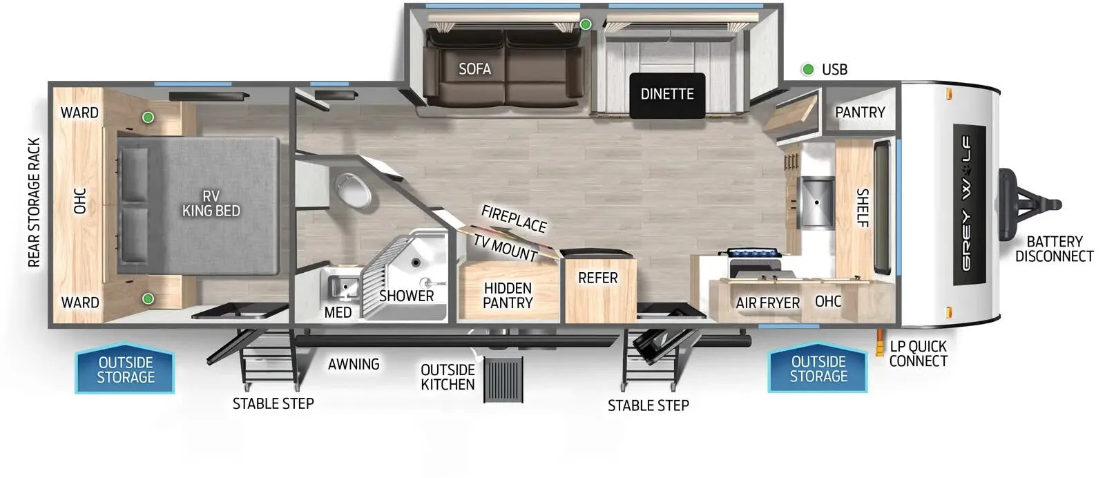 2025 Forest River Cherokee Grey Wolf 27GH - Floor plan