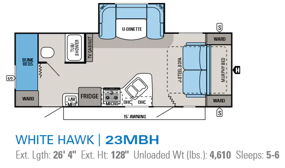 Jayco White Hawk 23MBH floor plan