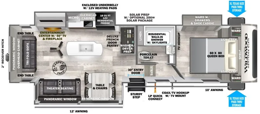 Forest River Wildwood Heritage Glen 291RL floor plan