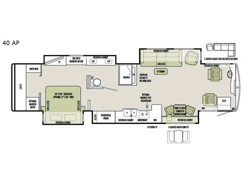2018 Tiffin Allegro Bus 40 AP floor plan