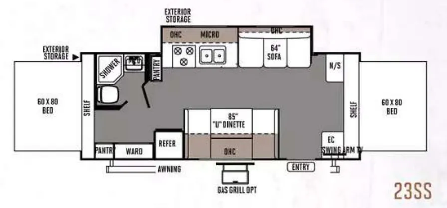 Forest River Rockwood Roo 23SS floor plan