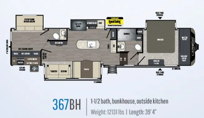 Keystone Laredo 367BH floor plan