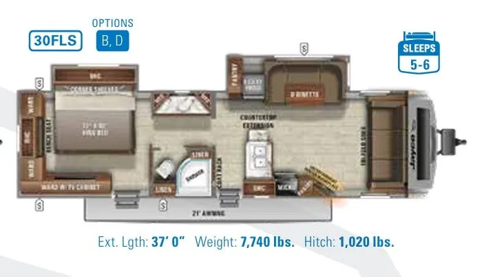Jayco White Hawk 30FLS floor plan