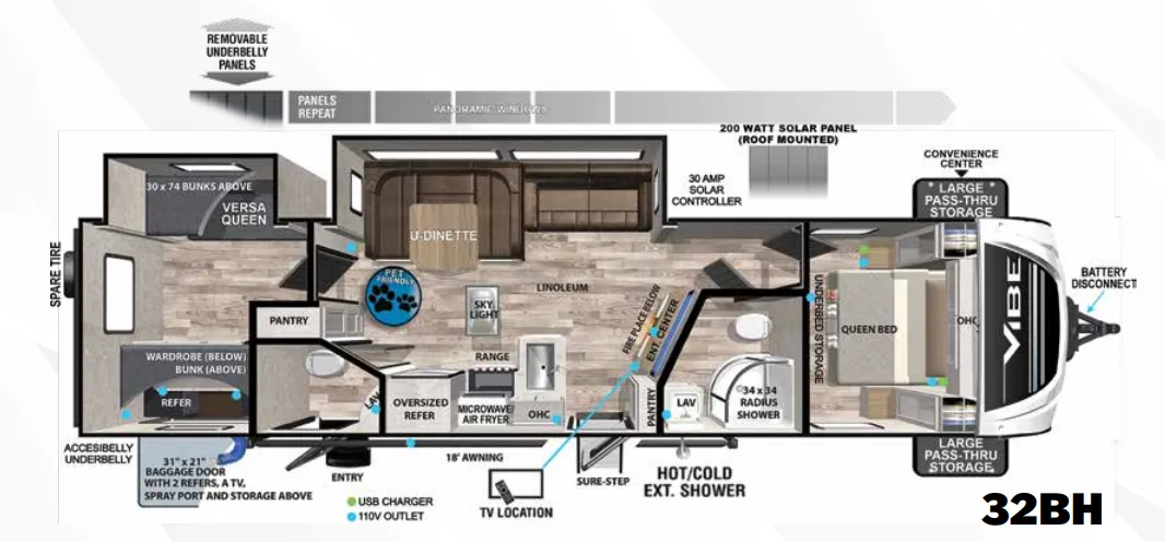 Forest River Vibe 32BH floor plan