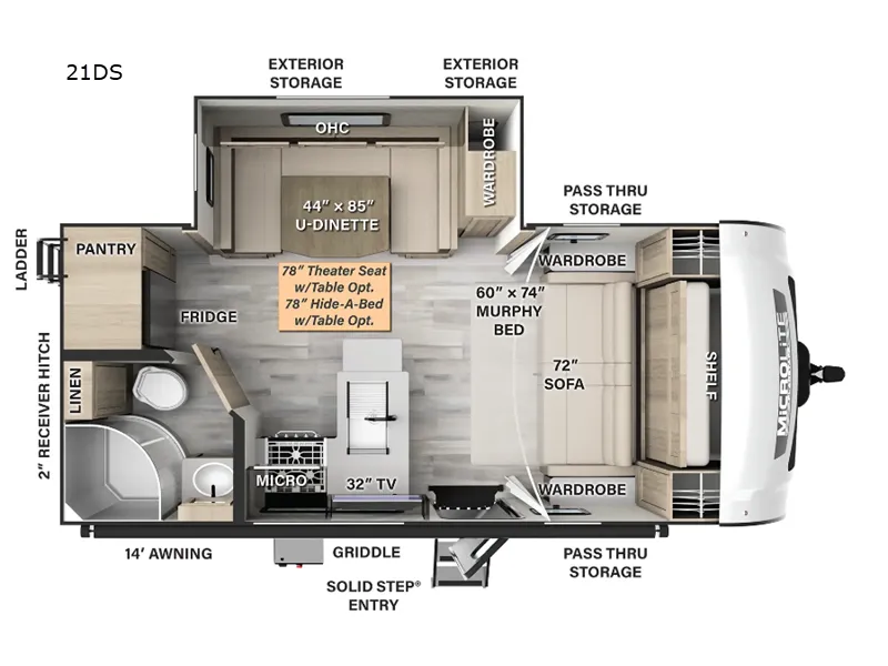2024 Forest River Flagstaff Micro Lite 21DS floor plan