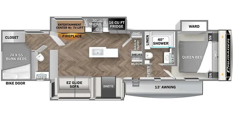 Prime Time Crusader 333BHT floor plan