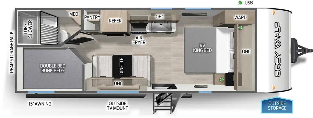 2027 Cherokee Grey Wolf 22MKSE floor plan