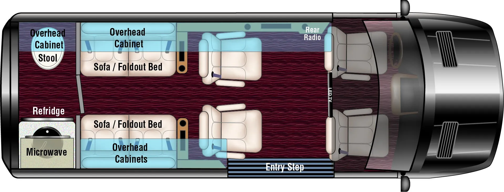 Midwest Daycruiser Sprinter RV D4 floor plan