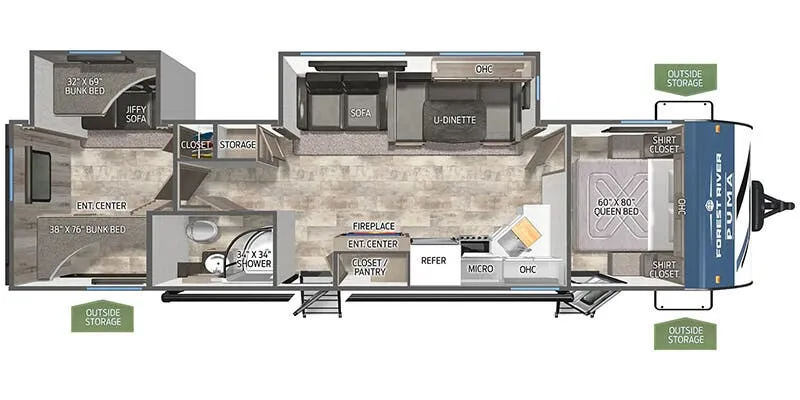 2027 Palomino Puma 31QBBH - Floor plan