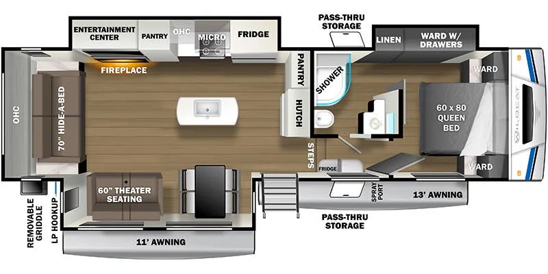 Forest River Wildcat 311RLWS floor plan