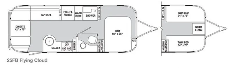 2014 Airstream Flying Cloud 25FB floor plan