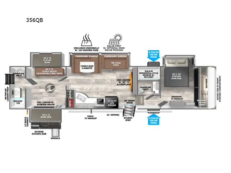 2026 Forest River Wildwood Heritage Glen 356QB floor plan