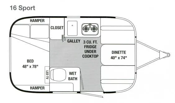 Airstream Sport 16 floor plan