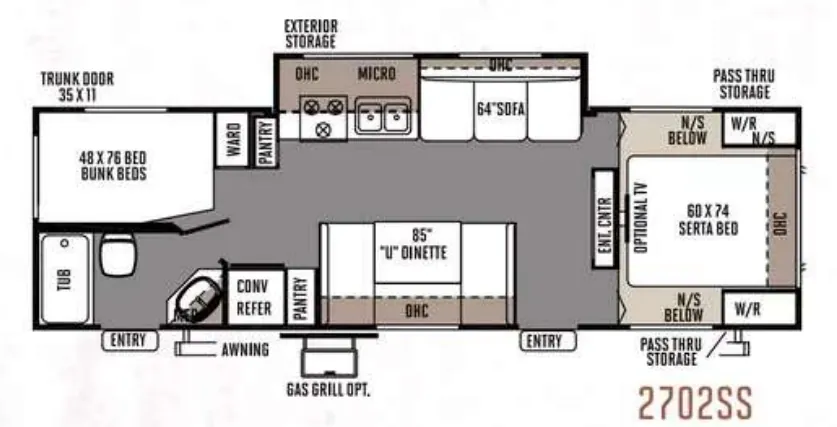Forest River Rockwood Ultra Lite 2702SS floor plan
