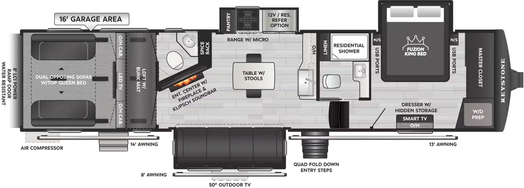 2026 Keystone Fuzion 419 floor plan