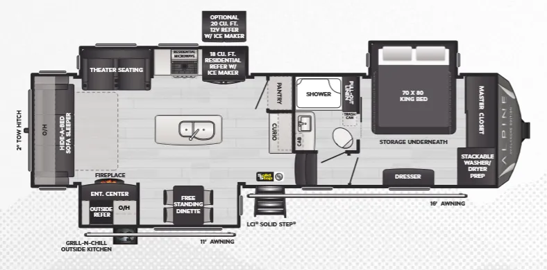 Keystone Avalanche 302RS floor plan