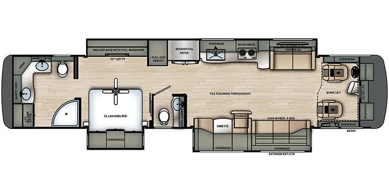 Forest River Berkshire XLT 43C floor plan