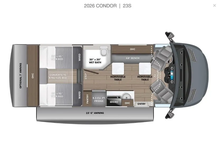 2026 Entegra Coach Condor 23S - Floor plan