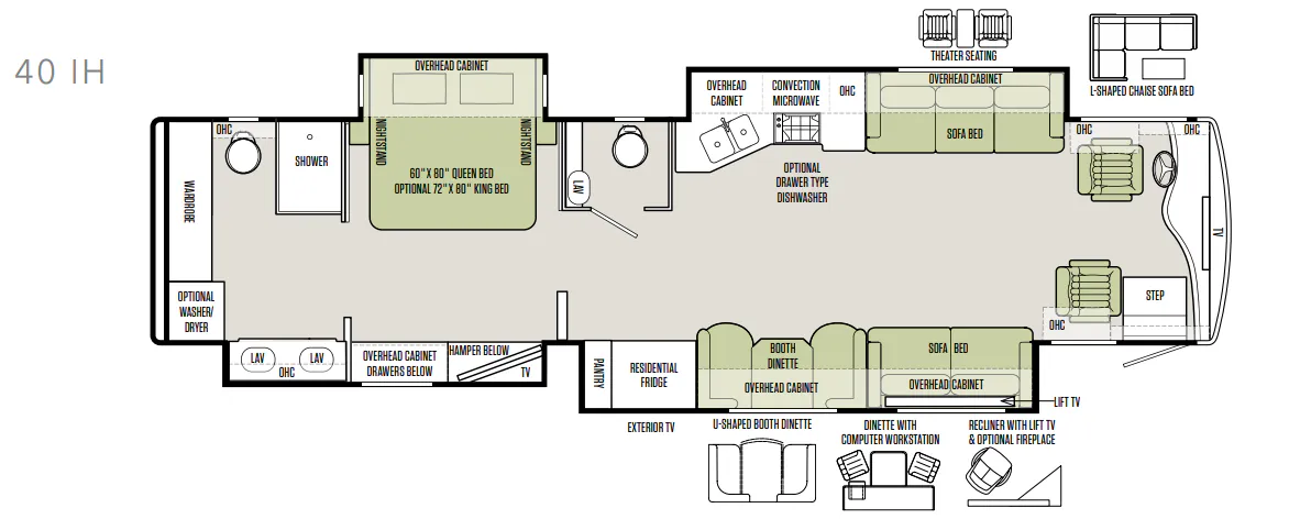 Tiffin Phaeton 40 IH floor plan