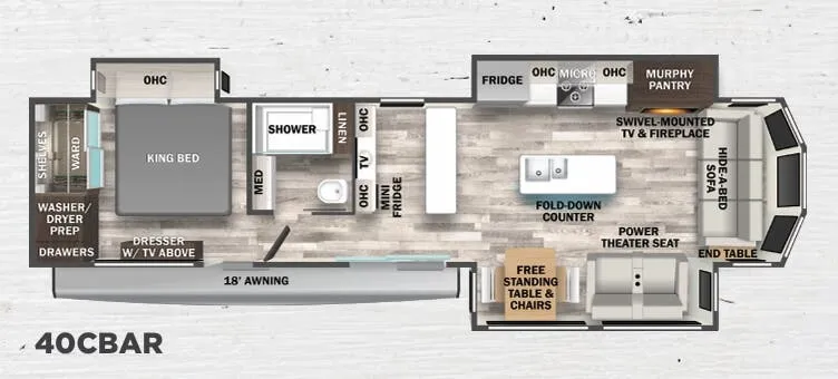 2023 Forest River Cedar Creek Cottage 40CBAR - Floor plan