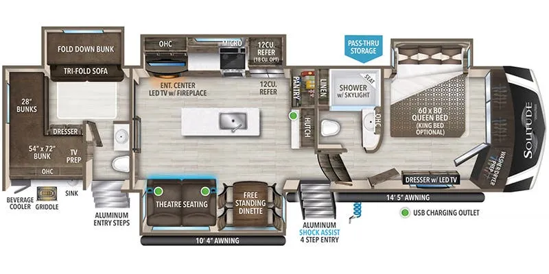 2023 Grand Design Solitude S-Class 3740BH floor plan