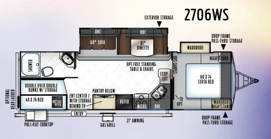 Forest River Rockwood Ultra Lite 2706WS floor plan
