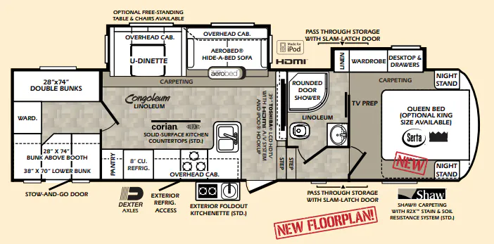 Forest River Wildcat eXtraLite 312QBX floor plan