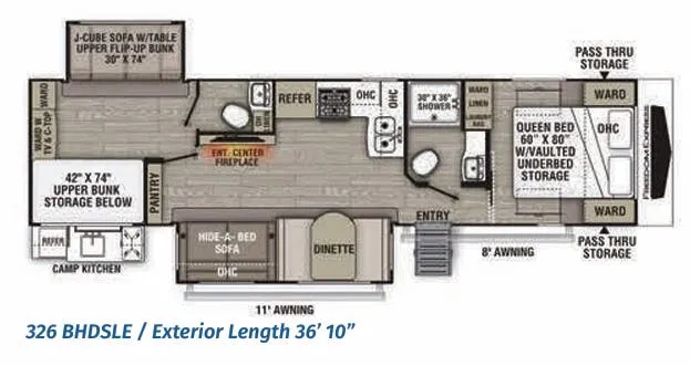 Coachmen Freedom Express Maple Leaf Edition 326 BHDSLE floor plan
