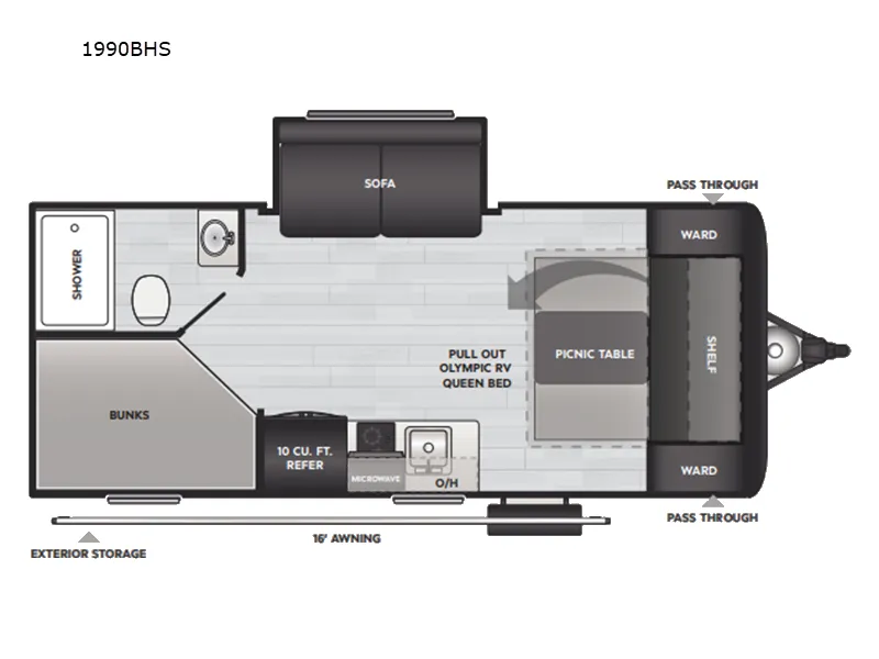 2027 Keystone Springdale Mini 1990BHS floor plan