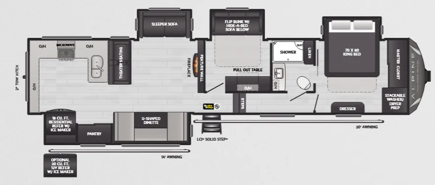 Keystone Avalanche 379MB floor plan