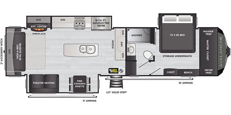 2022 Keystone Avalanche 322RL - Floor plan