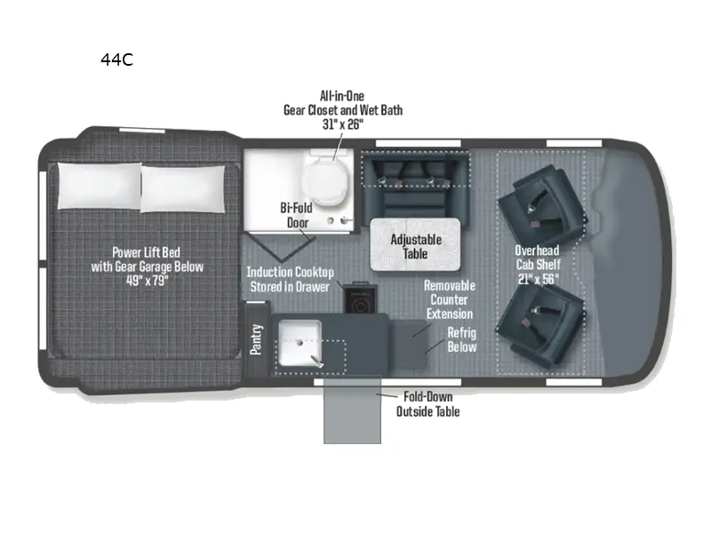 2026 Winnebago Revel Sport 44C floor plan