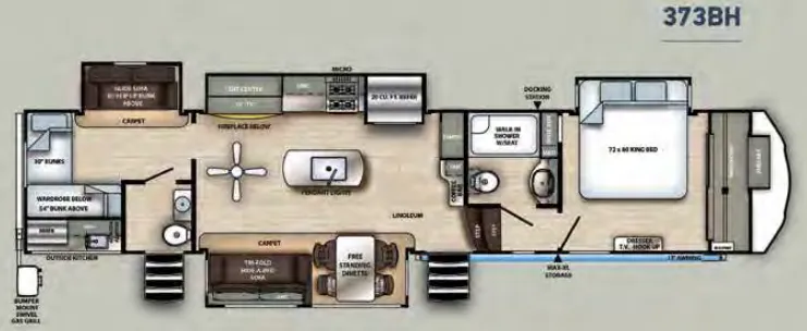 Forest River Sandpiper 3738H floor plan