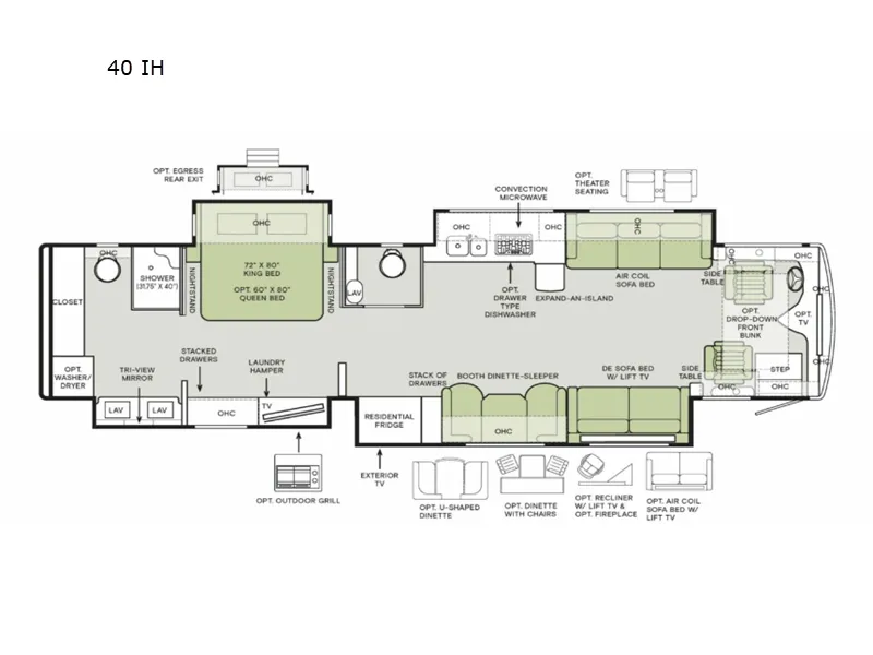 2018 Tiffin Phaeton 40 IH floor plan