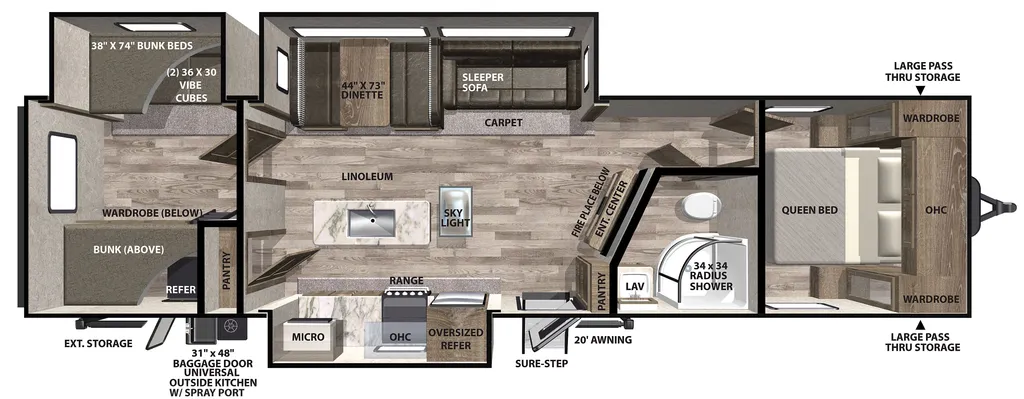 2020 Forest River Vibe 31BH floor plan