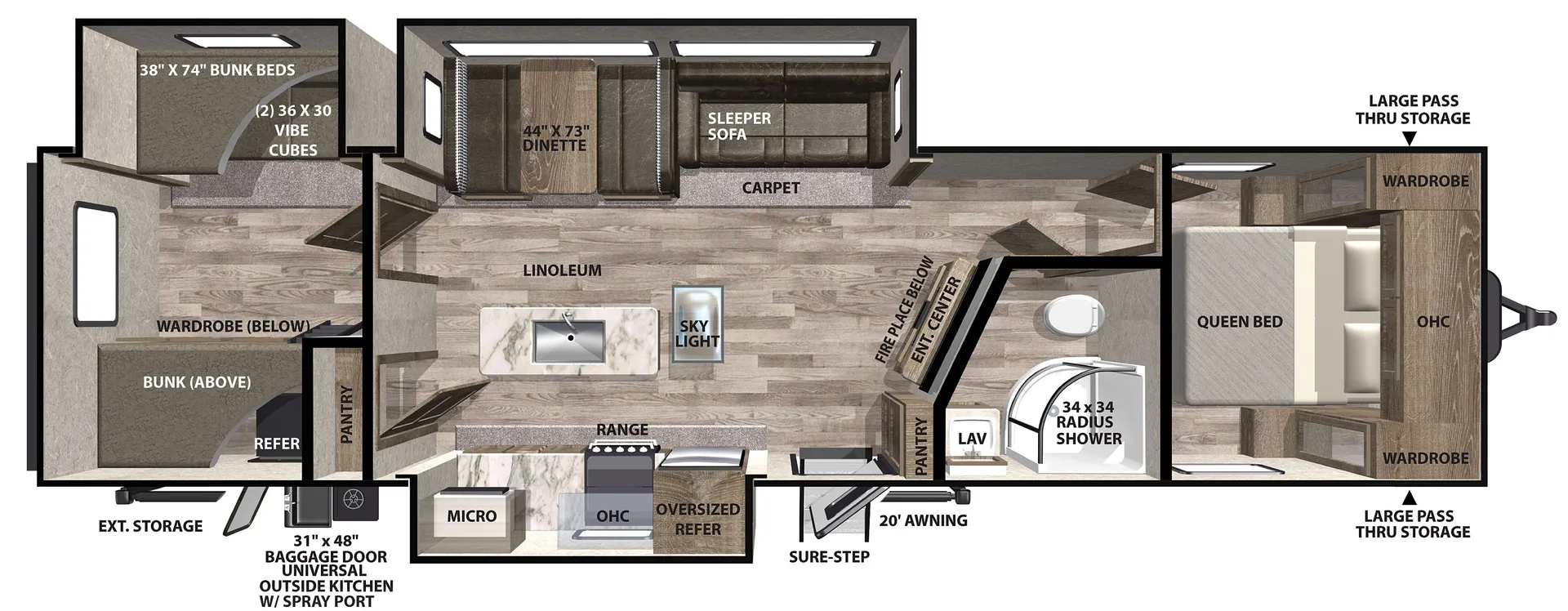 2020 Forest River Vibe 31BH - Floor plan