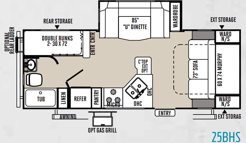 Forest River Flagstaff Micro Lite 25BHS floor plan