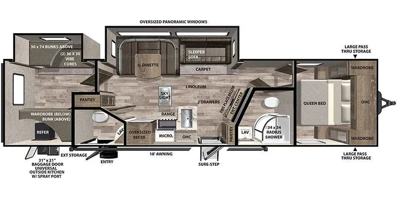 2021 Forest River Vibe 32BH floor plan