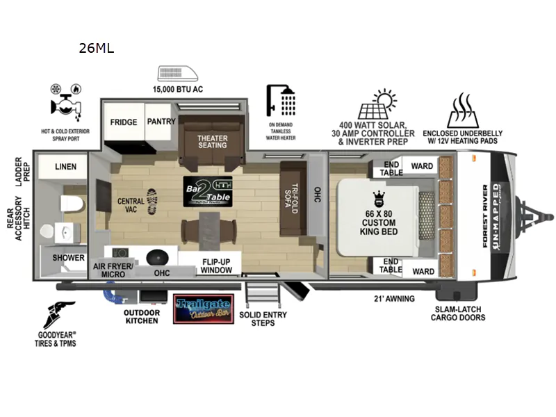 2026 Forest River RV Un-Mapped 26ML - Floor plan
